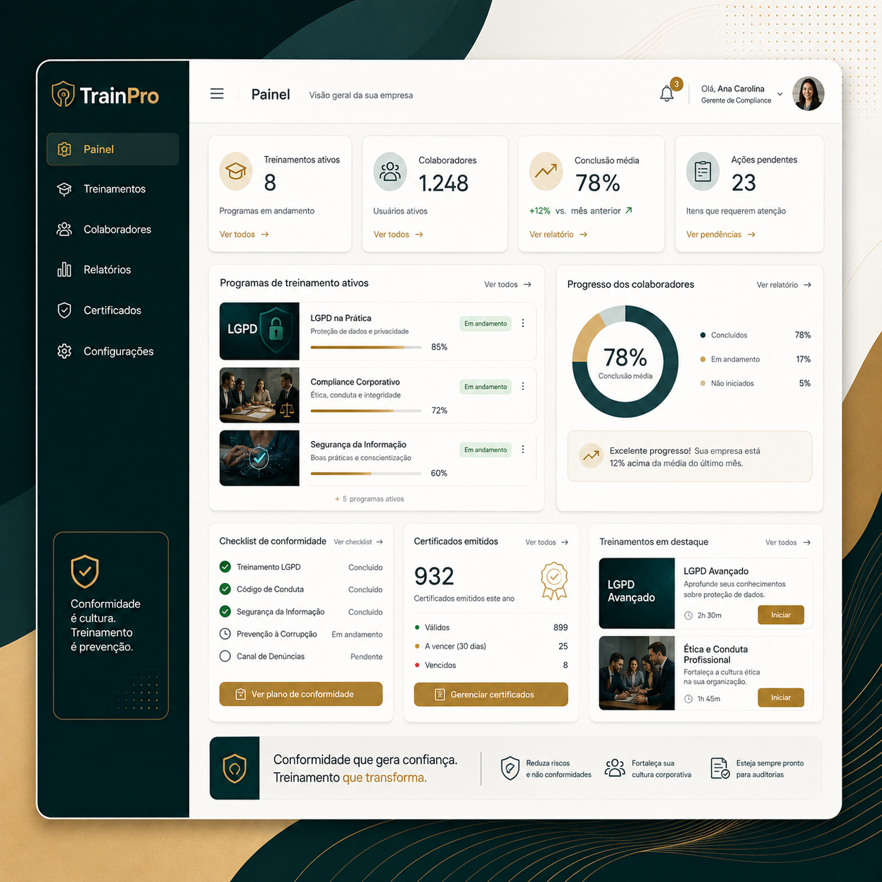 Painel executivo da TrainPro